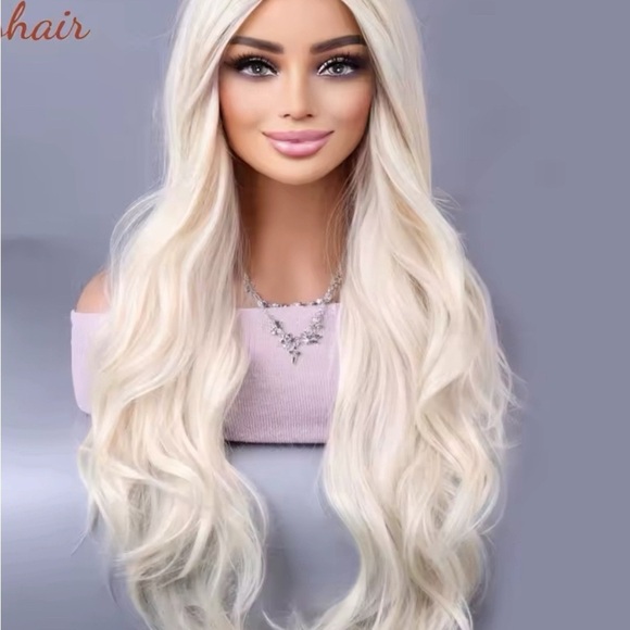 Luxury 75cm Women Long Curly Blonde Wig Middle Part Natural Look Heat Resistant - Picture 6 of 6